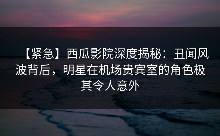 【紧急】西瓜影院深度揭秘:丑闻风波背后,明星在机场贵宾室的角色极其令人意外 【紧急】西瓜影院深度揭秘:丑闻风波背后,明星在机场贵宾室的角色极其令人意外