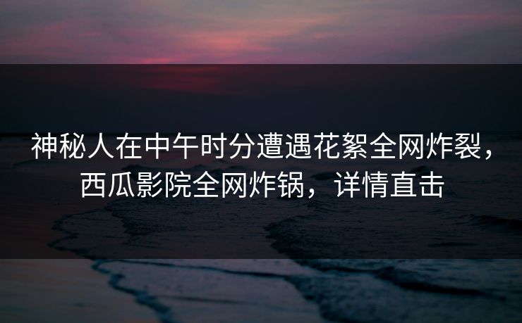 神秘人在中午时分遭遇花絮全网炸裂，西瓜影院全网炸锅，详情直击