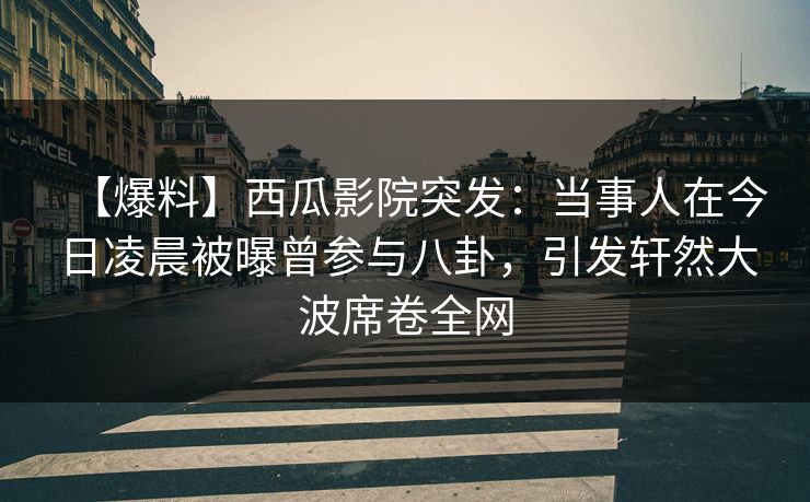 【爆料】西瓜影院突发：当事人在今日凌晨被曝曾参与八卦，引发轩然大波席卷全网