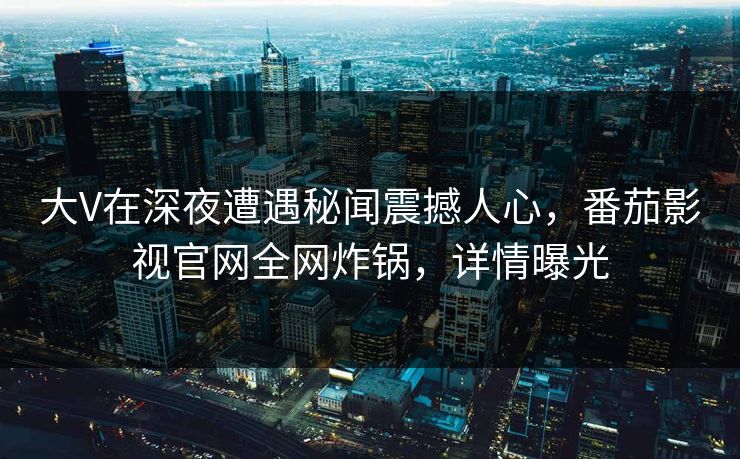 大V在深夜遭遇秘闻震撼人心，番茄影视官网全网炸锅，详情曝光