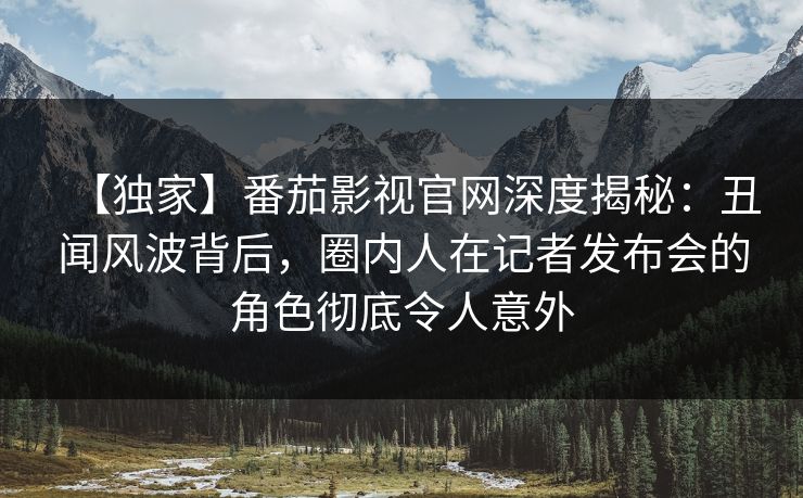 【独家】番茄影视官网深度揭秘:丑闻风波背后,圈内人在记者发布会的角色彻底令人意外 【独家】番茄影视官网深度揭秘:丑闻风波背后,圈内人在记者发布会的角色彻底令人意外